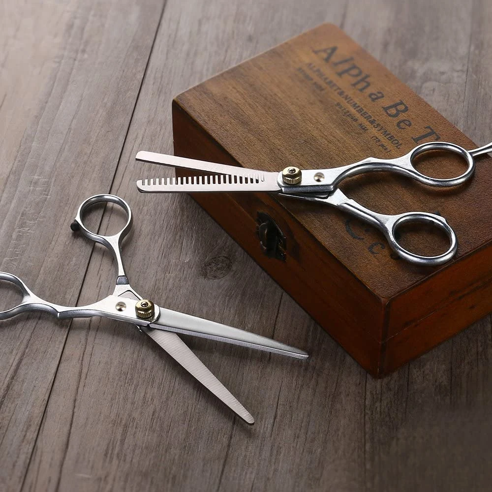 

2pcs Hairdressing Scissors Salon Professional Barber Hair Cutting Thinning Scissors Shears Hairdressing Set Hair Styling Tool