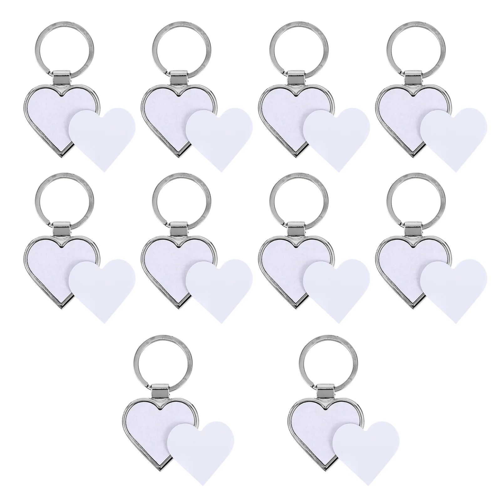 

10 Pcs Sublimation Key Ring Blank Keychains Pendant Picture Metal Keyring Photo Heart-shaped DIY Lovers
