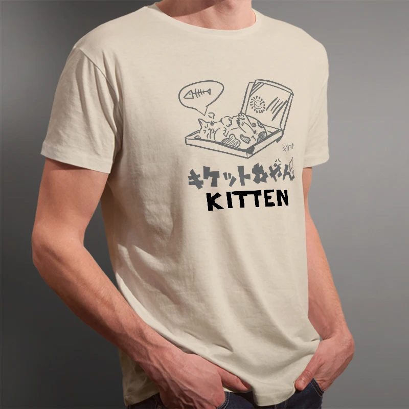 

Футболка с принтом ленивого кота мечтательного котенка для мужчин, хлопковая Повседневная футболка с коротким рукавом, классические футболки унисекс, женская летняя одежда