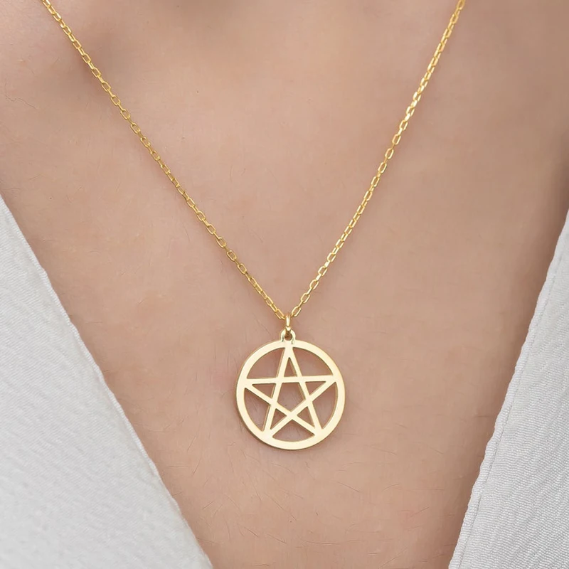 

Stainless Steel Necklace Fashion Pentagram Star Necklace For Women Chain Pendant Choker Necklaces Jewelry Collares Para Mujer