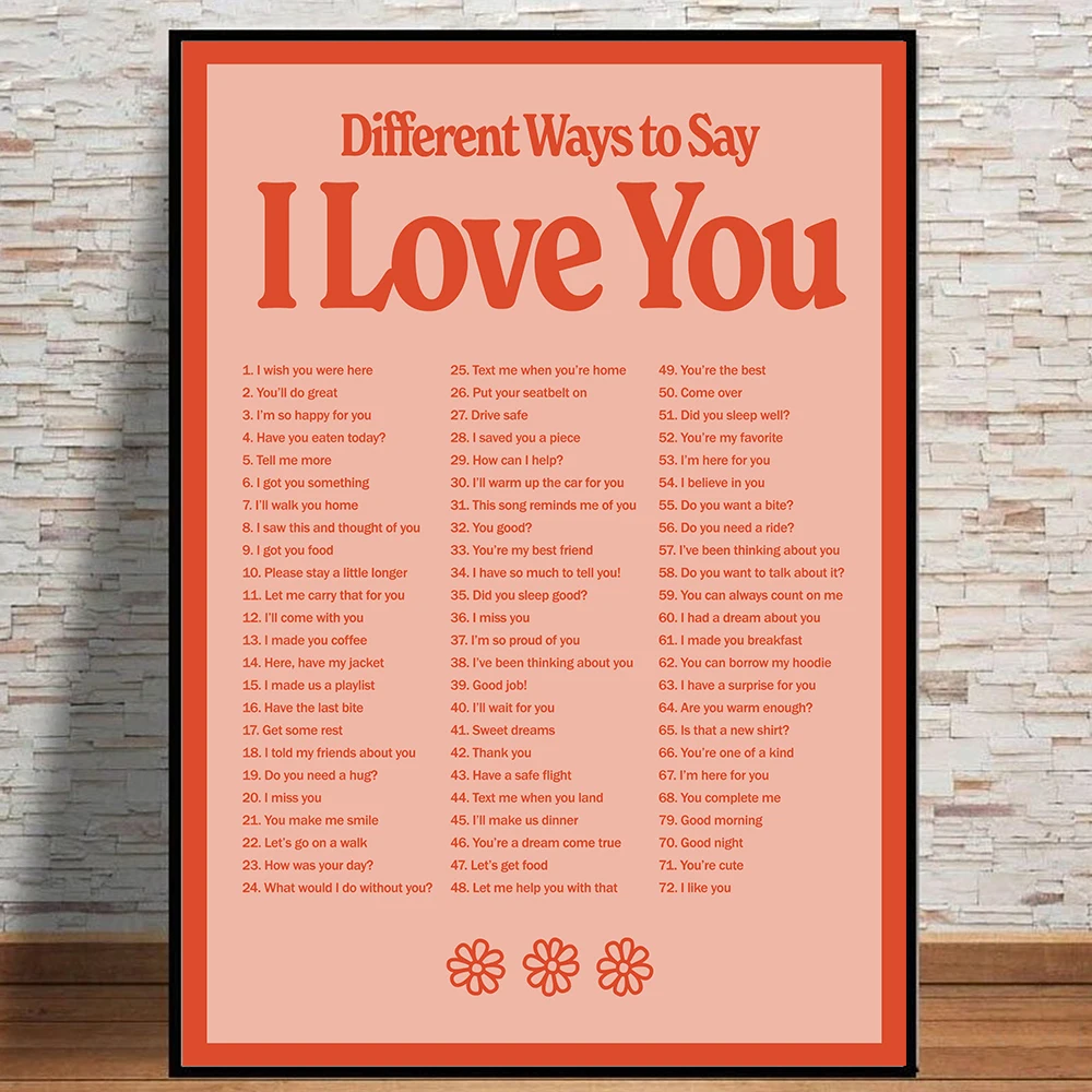 

Love Theme 100 Sentence Different Ways Say I Love You Red Poster Canvas Painting Wall Art Print Picture Room Home Decor Gift