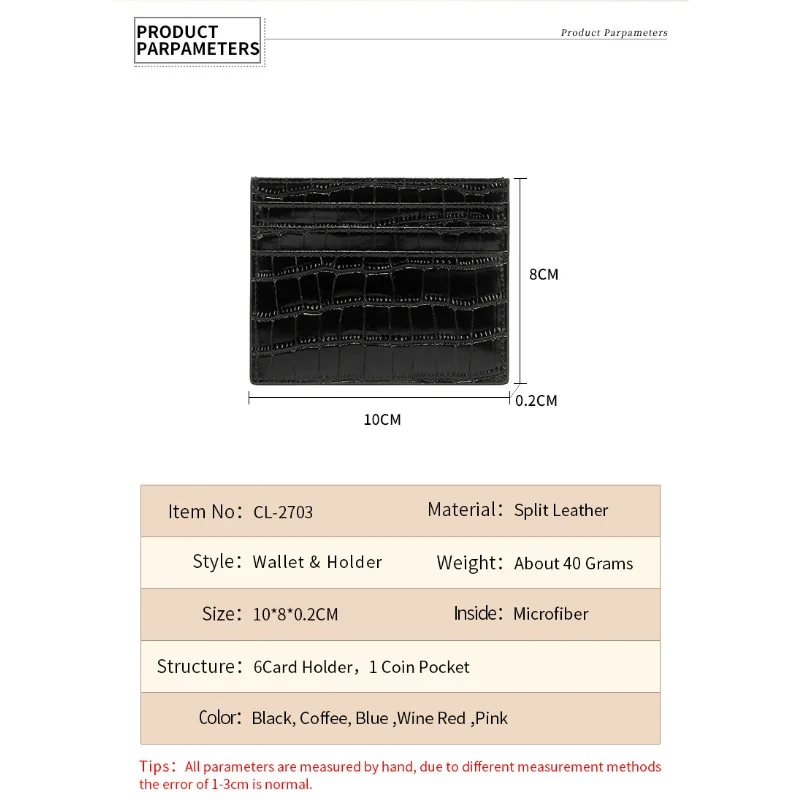 6 Card Slot Purses Ultra Thin Business Bank Credit Card Holder Wallet Simple Black Unisex Small Coin Cards Cover Pouch Case Bag