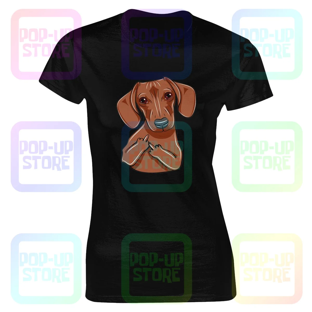 Милая женская футболка с собакой такса и карманом на среднем пальце рубашка