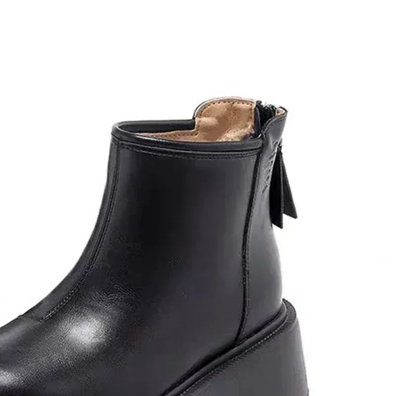 Женские ботильоны на платформе кожаные туфли высоком каблуке трендовые новые