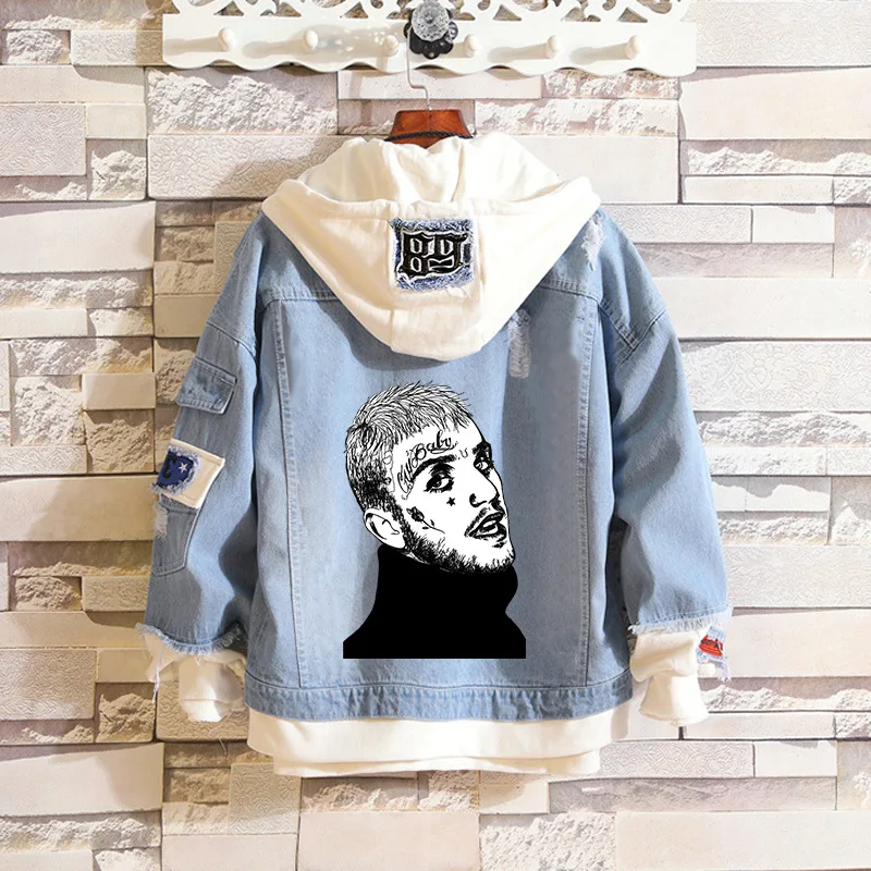 Новая модная джинсовая куртка Lil Peep с вышивкой пальто худи для молодых людей