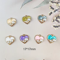 10pcs big small pearl love pendant charms heart shaped earring making metal pendant bracelets hair jewelry accessory