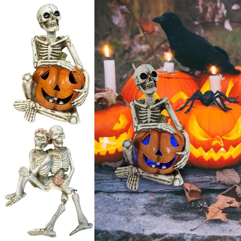 

Фигурки-скелеты на Хэллоуин, реалистичные человеческие искусственные страшные дома с привидениями, модель, ужасный реквизит, орнамент