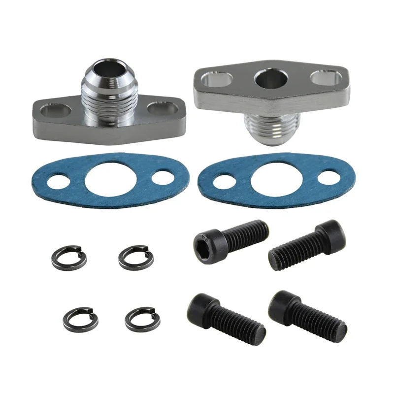 

AN10 Turbo Oil Return Drain Flange Adapter Kit 2PCS For Garrett T25 T28 T30 T35 GT28 GT30 GT35 GT40 GT47 GT50 GT55