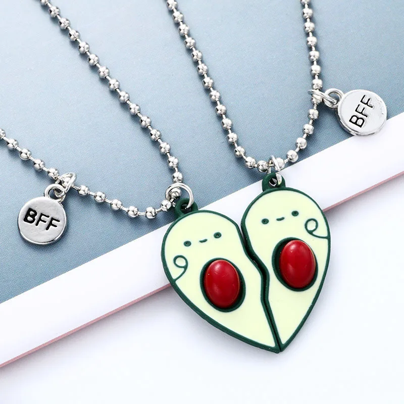 

Модное магнитное ожерелье с подвеской в форме сердца авокадо для женщин цепочка до ключицы BFF ожерелье для лучших друзей дружбы пары ювелир...