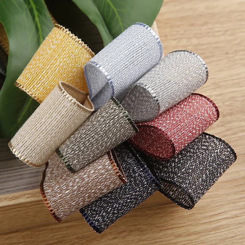 Cotton Linen Tweed Ribbon Side Edge Embroidery Tape 10mm 16mm 25mm 38mm Bow DIY Hair Accessories Clothing Flower Gift Wrapping