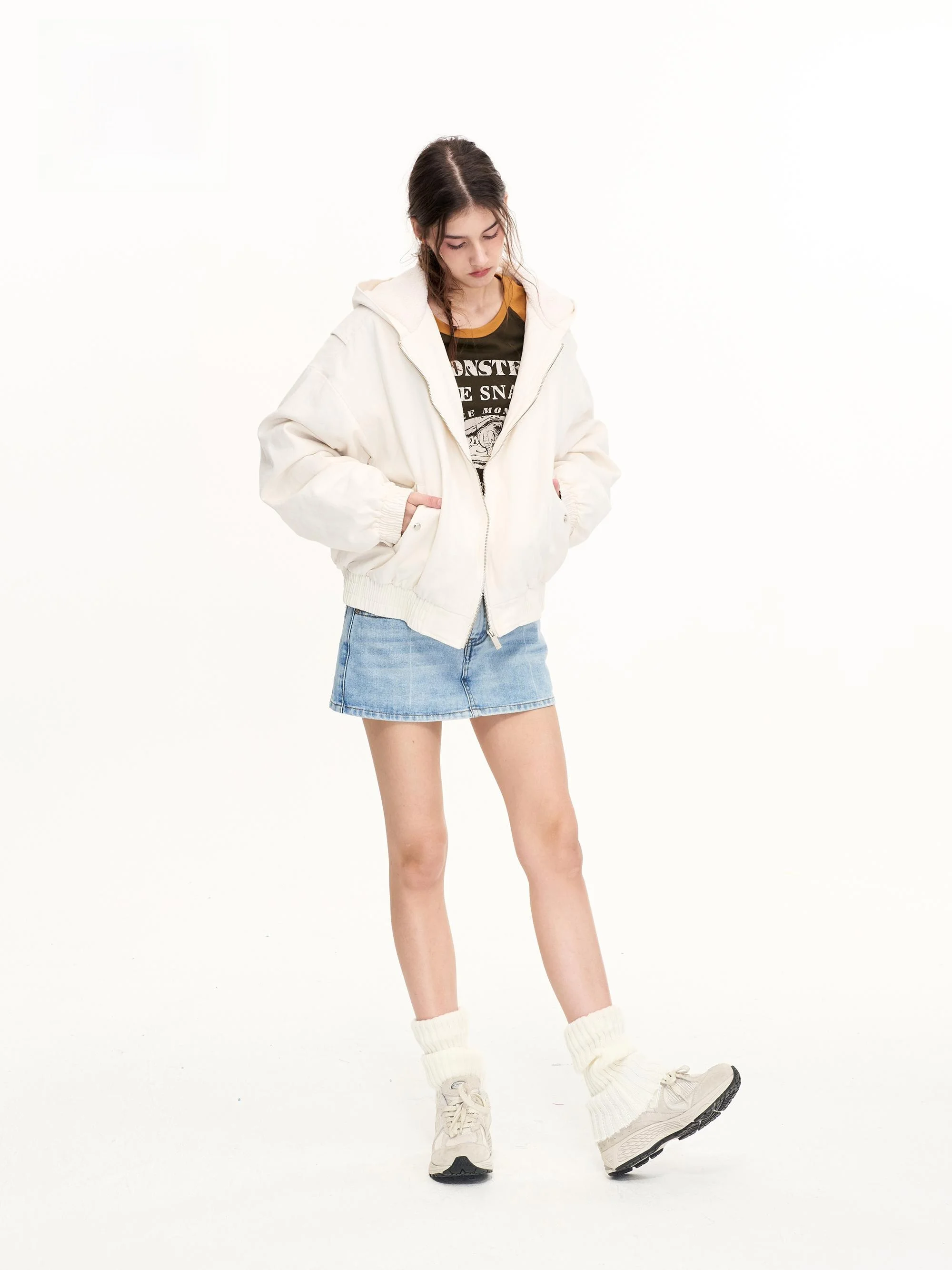 Утолщенная теплая зимняя шапка пальто белое мужское и женское новое стираное