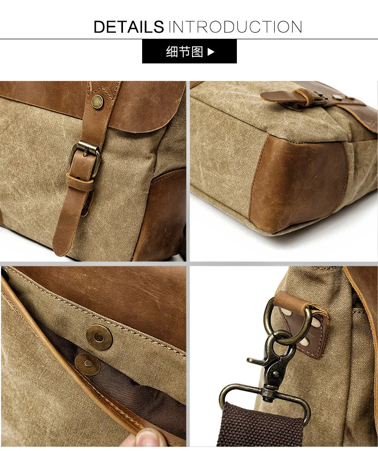 Business vintage high quality canvas genuine leather briefcase designer luxury office messenger ba outdoor travel laptop handbag