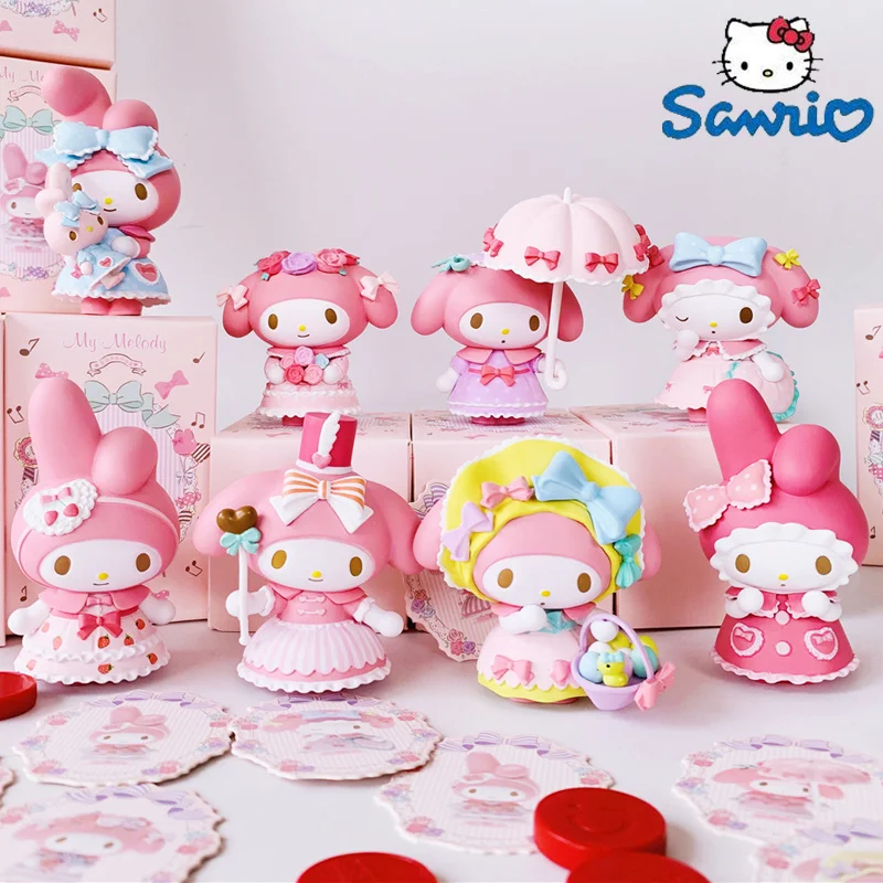 

Original Sanrio Mymelody Tea Party Series Blind Box Lovely Girl Desk Ornaments Anime Action Figurines Collection Pvc Model