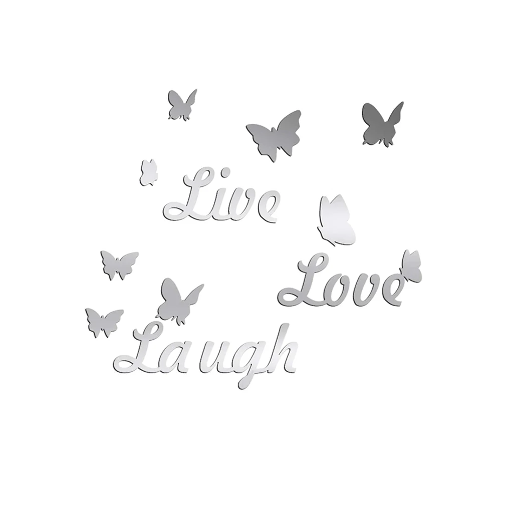 

24 Pieces Wall Stickers Mirror Sticker Butterflies Shaped Indoor Scene Ornament Living Room Adornment Scene Decor