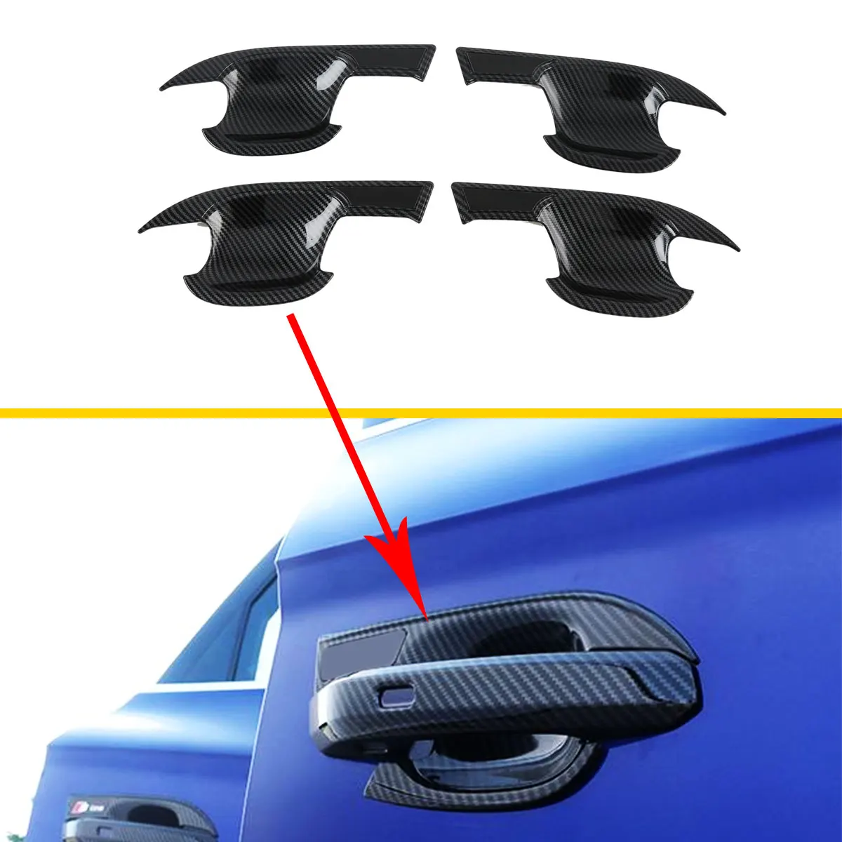 

Carbon Fiber Door Handle Bowl Cup Molding Cover Trim For Audi A5 A4 A4L B9 2017-2020 Accessories