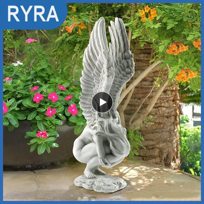

Vintage Angel Memorial Redemption Statue Handicraft Resin Angel Sculpture Outdoor Garden Figurine Crafts Decoration
