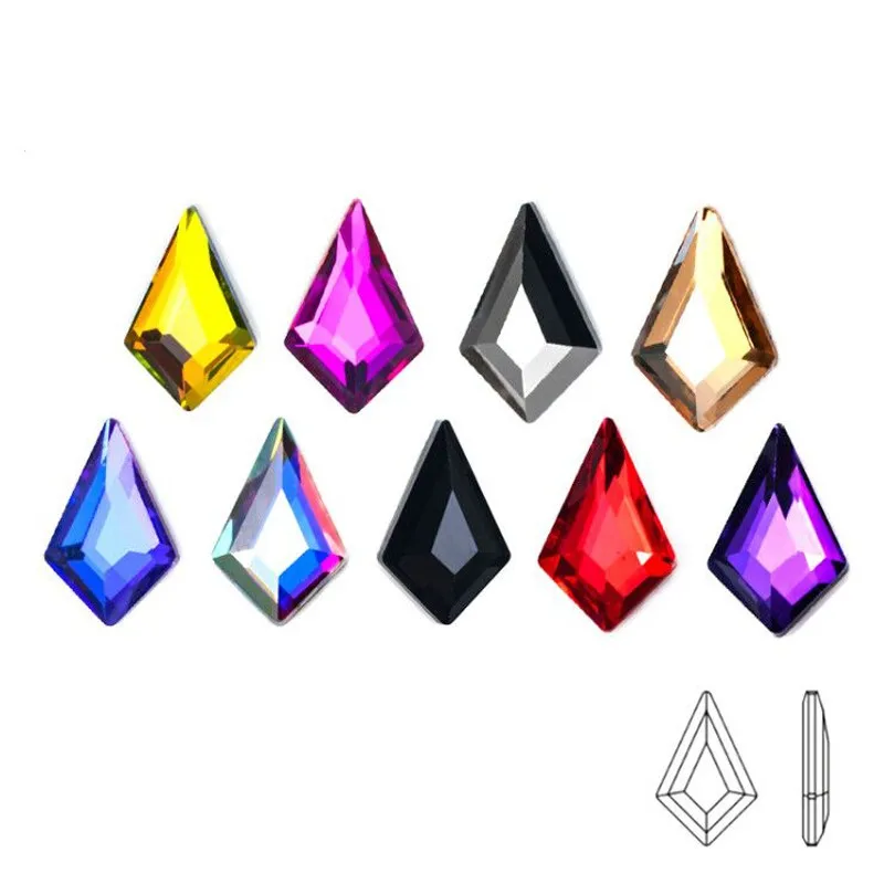 

50pcs 5.5x8mm Nail Art Arrow Crystal Glass Diamond Jewelry 3D Flat Bottom Crafts Rhinestones Gems Nail Art Decorations 8 Colors*