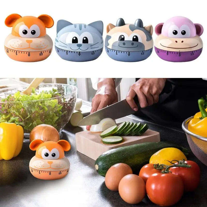 

Cartoon Animal Timer Shape 60 Minute Timer Kitchen Mechanical Reminder Cooking Baking Helper Kitchen Chronograph Reminder