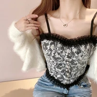vintage floral pattern camisoles corset top lace elegant outerwear casual fashion slim cropped top sleeveless clothes for women