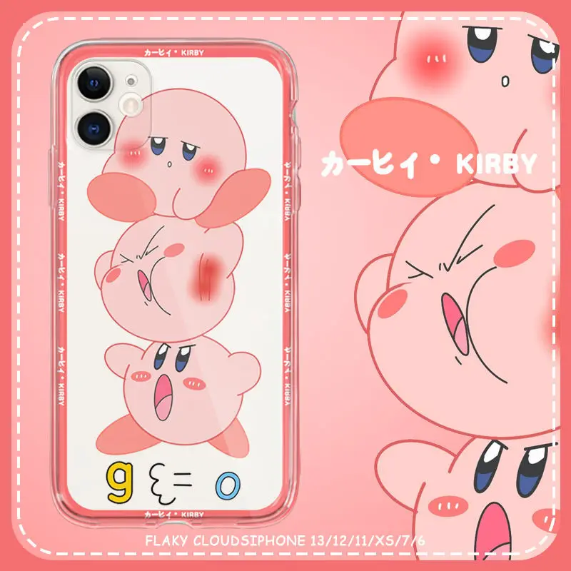 

Милый чехол для телефона аниме противоударный чехол для телефона Iphone 12 11 13Pro Max Xr X Xs Max мультяшный чехол для телефона kirby
