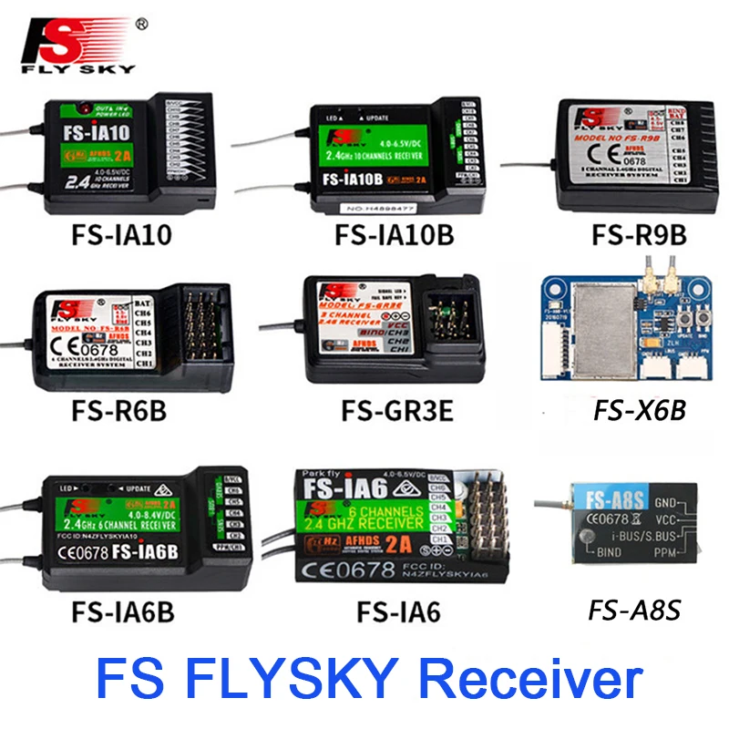 FlySky FS-R6B  FS-GR3E FS-IA10B  IA6B X6B FS-A8S receiver receptor para i6 i10 CT6B T6 TH9x transmisor de Control remoto partes