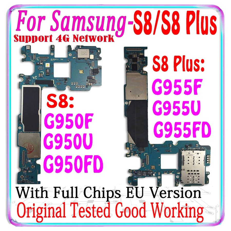 

Бесплатная доставка для Samsung Galaxy S8 Plus G955F G955FD G955U S8 G950F G950FD G950U 64 Гб оригинальная разблокированная материнская плата Европейская версия