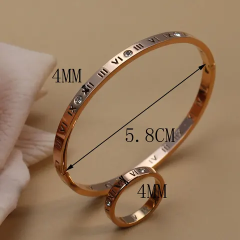 XJ-002 Ажурные браслеты и кольца из нержавеющей стали с римскими цифрами, оптовая продажа ювелирных изделий 2-в-1