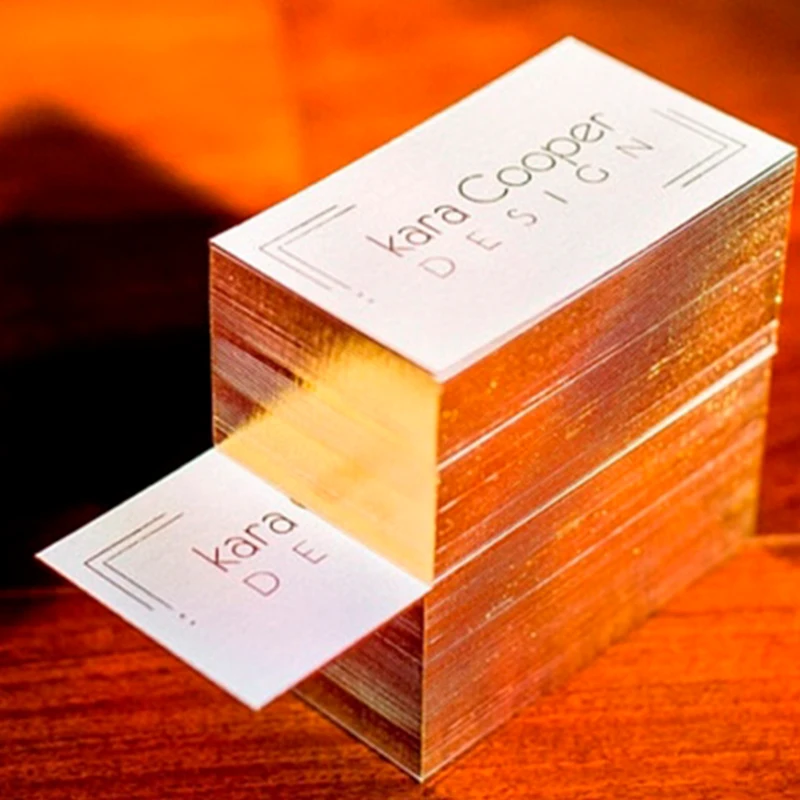 

Индивидуальная металлическая фольгированная печать с золотым краем, визитки