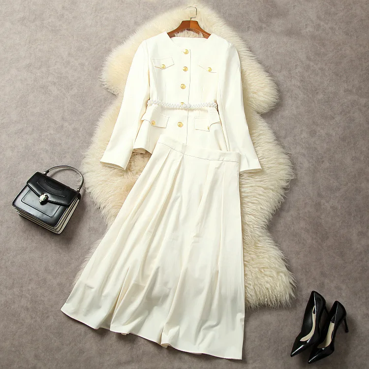 

Женская одежда в европейском и американском стиле, Новинка осени 2023, однобортное пальто с длинным рукавом и поясом, женский костюм