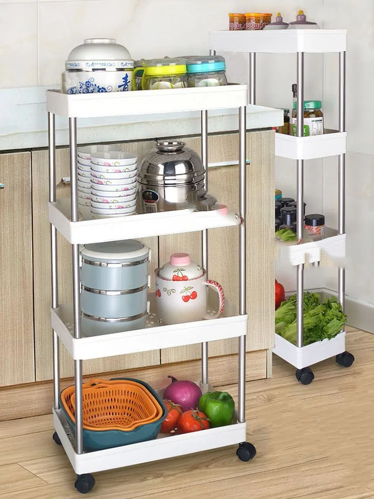 

Multi-Layer Rotating Wheel Kitchen Slim Storage Shelving Unit Organizer Mobile Snack Bathroom Rolling Utility Cart Narrow Space