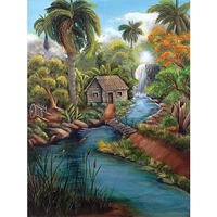 5d diamond painting waterfall tree house painting full drill by number kits diy diamond set arts craft decorations