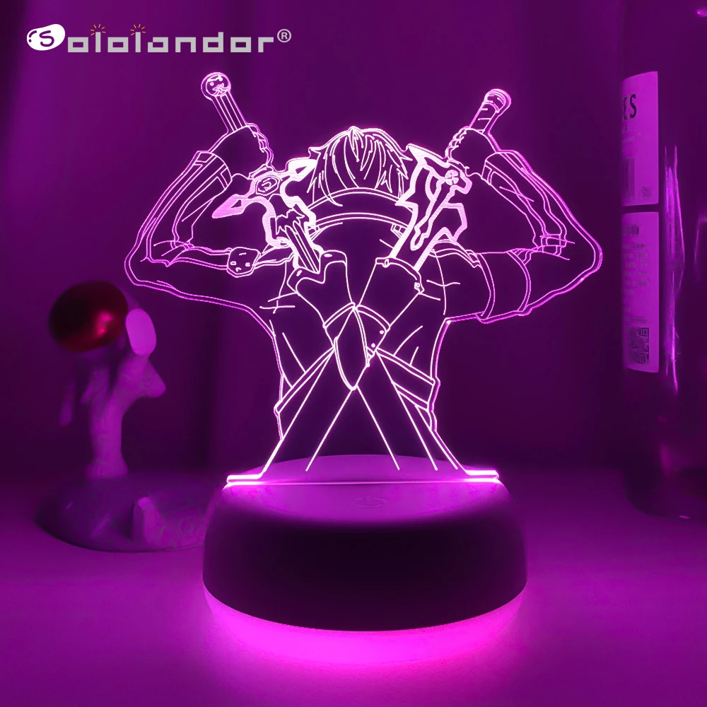Аниме Светодиодная лампа меч искусство онлайн Kirito для спальни Декор подарок на день рождения манга гаджет меч искусство онлайн Kirito светильник