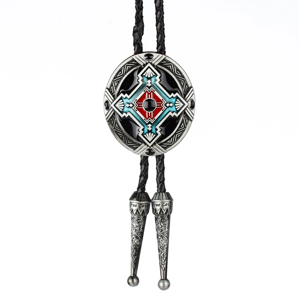 

Retro Style Indian Totem Necktie Clip Leather Braided Rope Bolo NeckTie Tie Decorations