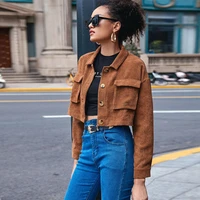 2022casual single breasted organ bag lapel corduroy long sleeve jacket new style tops comfortable casual sports womens clothing