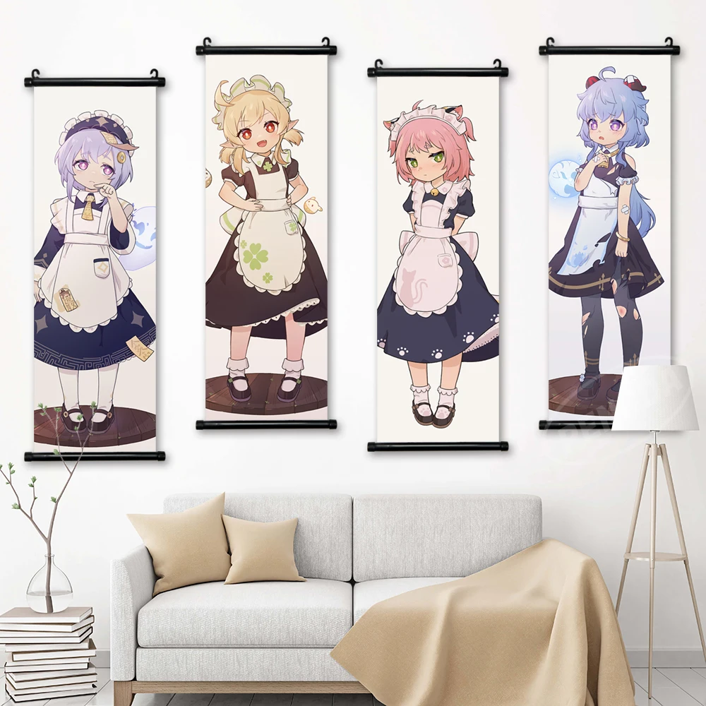 

Print Poster Genshin Impact Wall Hu Tao Artwork Yae Miko Pictures Yelan Painting Yun Jin Canvas Hanging Scrolls Home Decoration