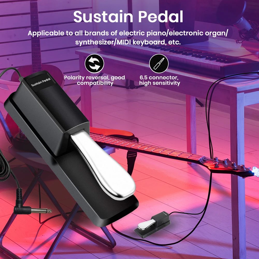 MeloAudio Universal Sustain Pedal with Polarity Switch Damper Pedal for Electric Piano Keyboard Electronic Organ Synthesizer GYH