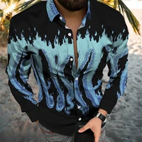luxury fashion mens shirts oversized button casual shirts octopus 3d printed long sleeve tops mens hawaiian prom cardigan