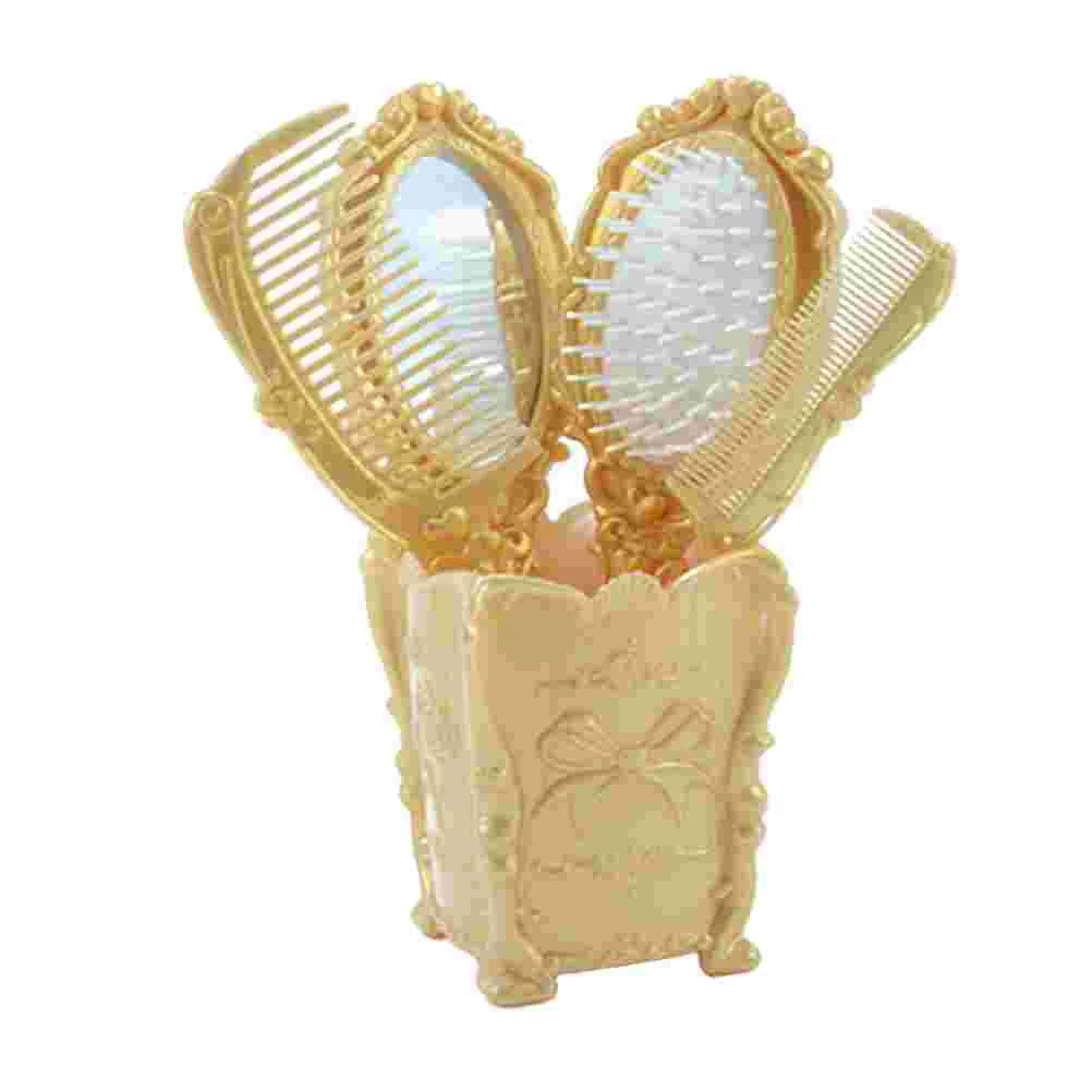 

Mirror Brush Comb Set Hair Vintage Handheld Handmakeup Hairdressing Antiquemirrors Compact Unique Women Held Hairstyling Tools
