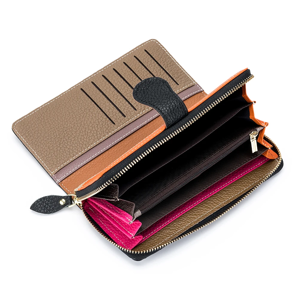 Women Clutch New Wallet Cow Leather Luxury Female Short Wallets Colorful Purse for Women Multi-card Wallet Money Bag for iPhone