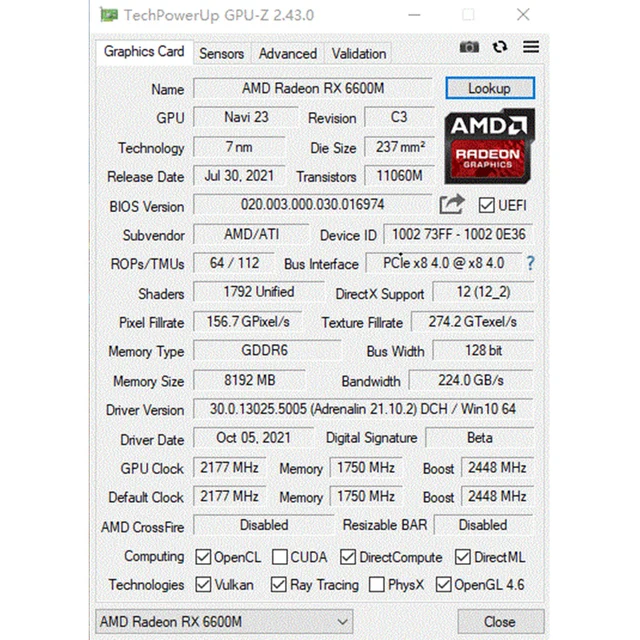 SOYO RX 6600M 6600 Graphics Card 8GB GPU GDDR6 8Pin 128Bit 7NM Computer Video Card Support AMD Intel Desktop CPU placa de video 6