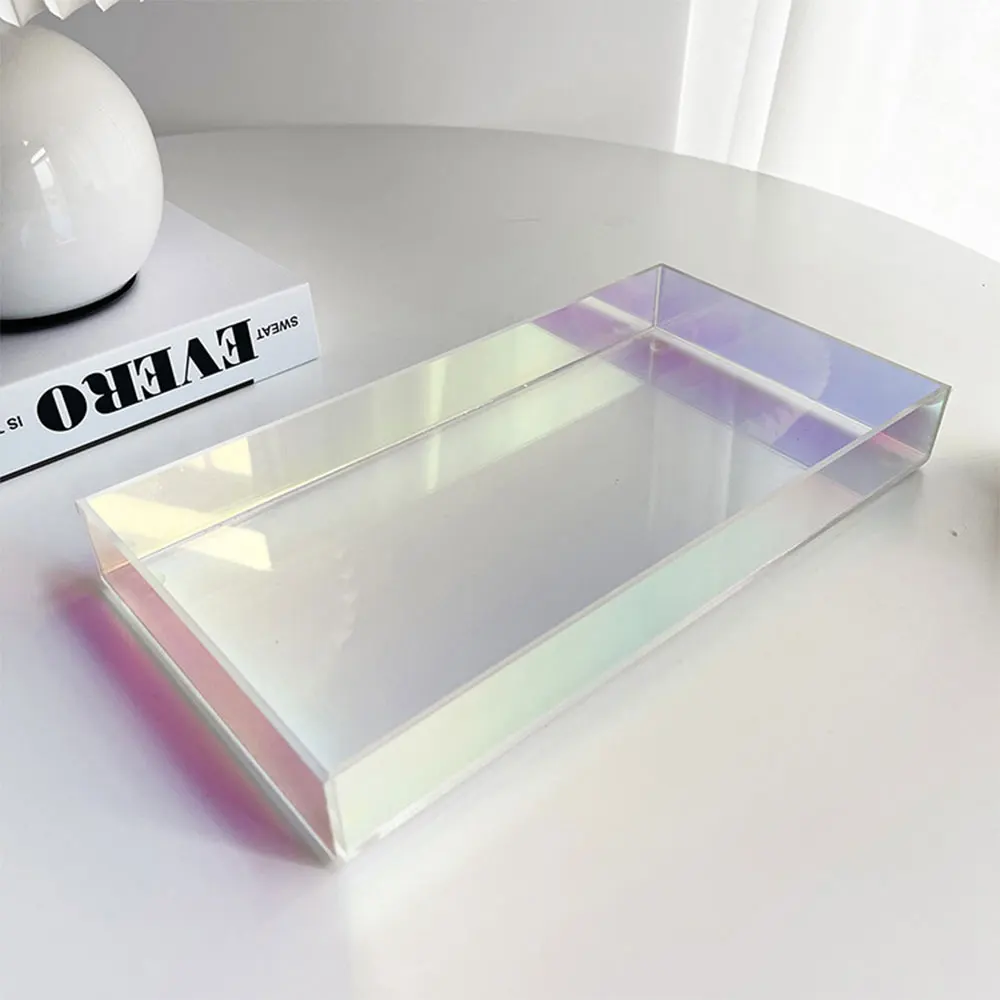 

Colorful Acrylic Tray Cosmetic Storage Space-saving Plastic Tray Practical Dining Table Ornaments Transparent Colorful Tray