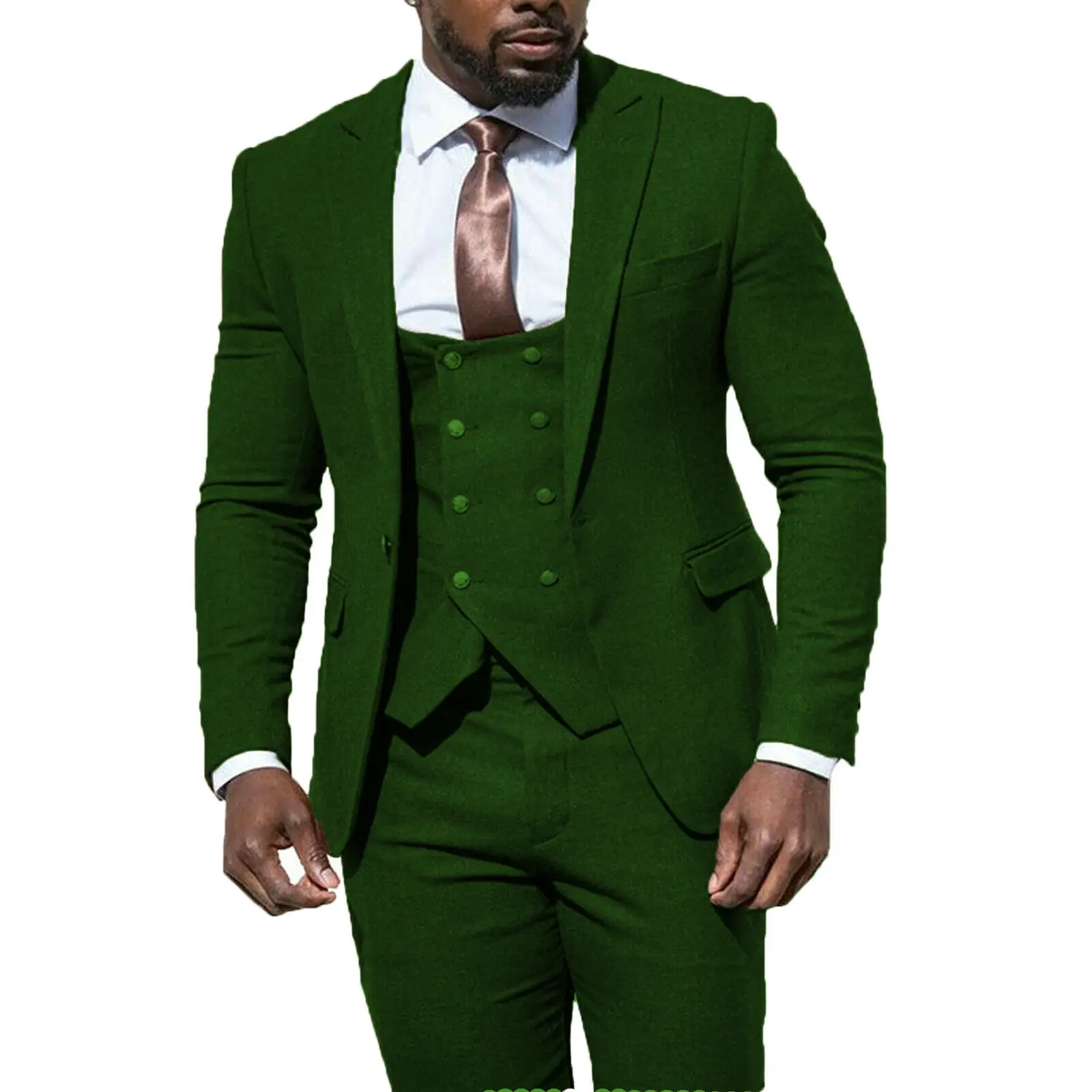 

Green Men Suits Slim Fit 3 Pieces Jacket+Vest+Pants Smoking Business Blazer Tailor-Made Groom Wear Wedding Tuxedo Spring/Autumn