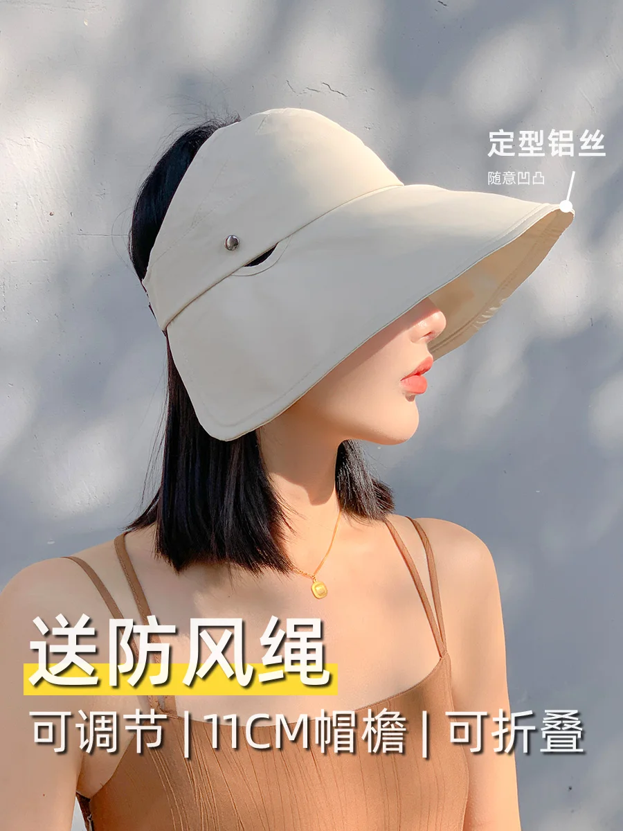 Bald Girl ~ Big Brim Vinyl Sun Protection Hat Children's Summer Outdoor Breathable UV Topless