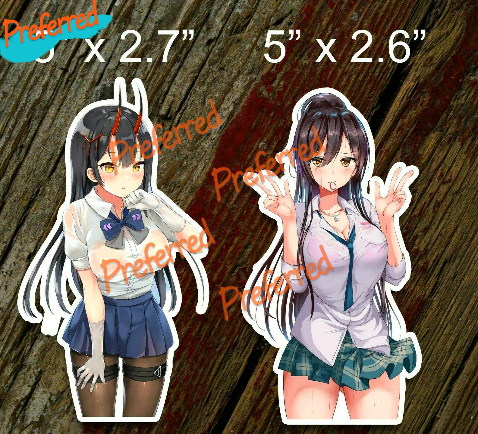 

Waifu Anime Ahaego Ecchi Big Boobs Blonde Mini-Skirt Anime Girls Thick Thighs Bumper Vinyl Sticker Car Decal - 2 Pack