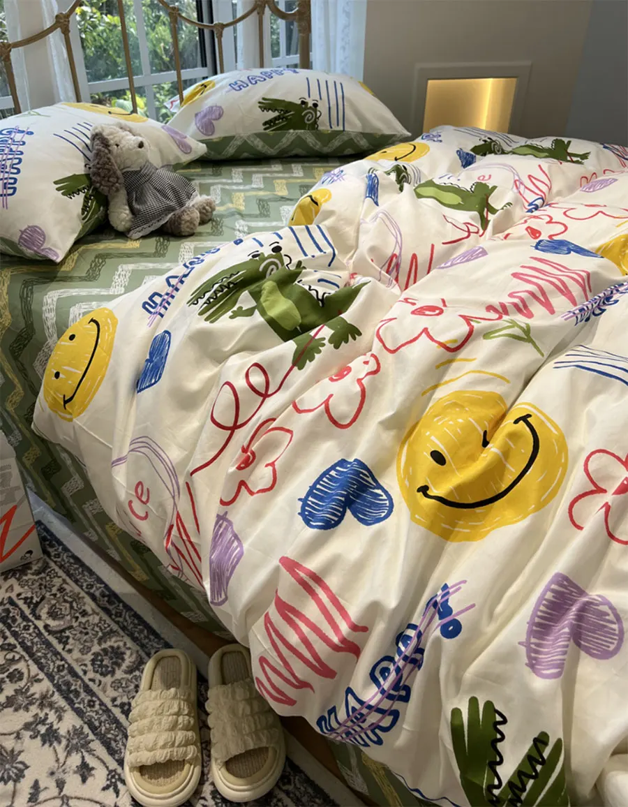 Постельное белье с милым мультяшным динозавром для детей-подростков красочный