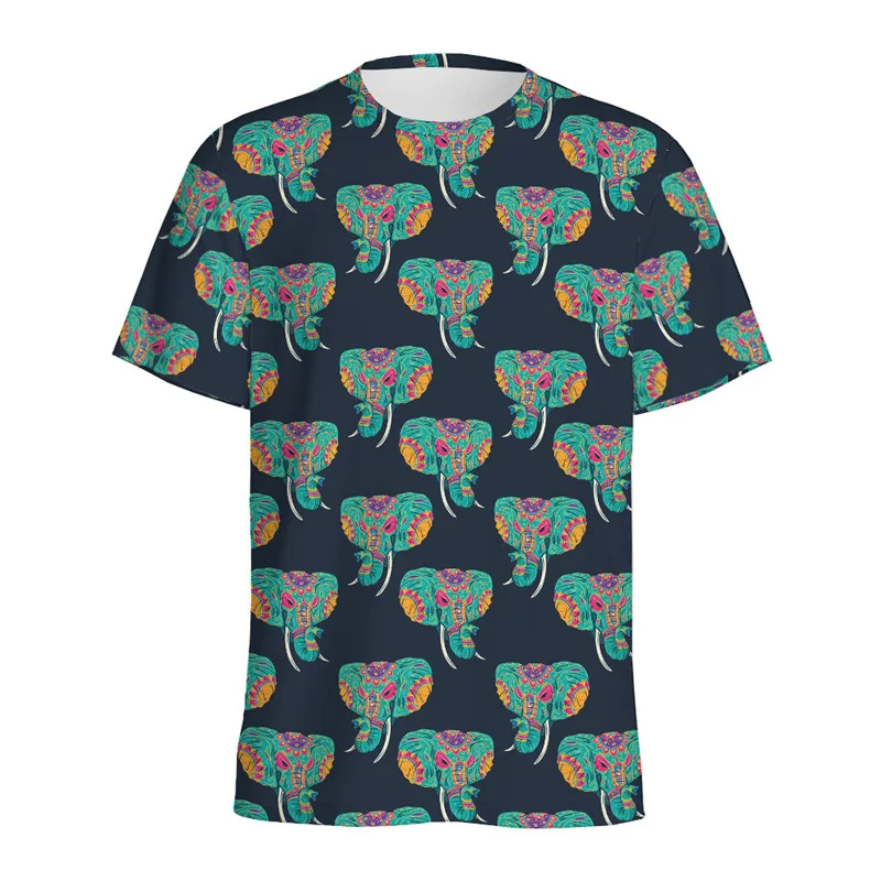 Ретро этническая футболка с рисунком слона для мужчин 3D принтом животных и