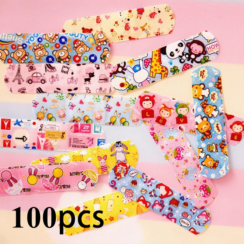 

100pcs/lot Cartoon Pattern Band Aid Hemostasis Adhesive Bandages First Aid Emergency Kit Wound Plaster Patches for Kids