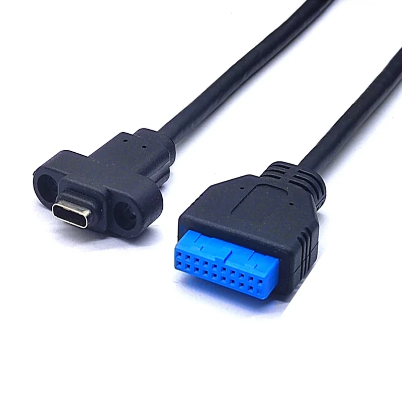 Фото Разъемы USB 3,0 Pin к Type-C с одним портом USB 3.1 Type C Женский к материнской плате USB 19Pin кабель для разъема 30 см/50 см №1