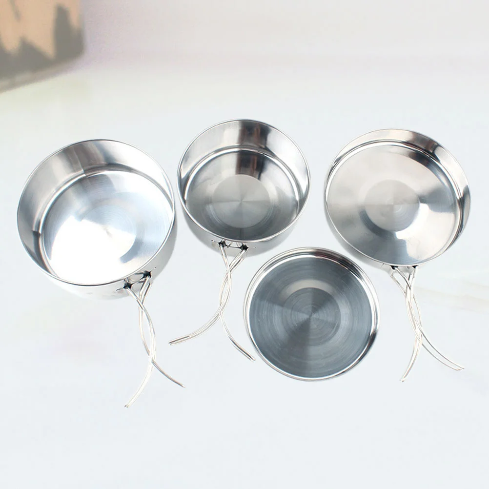 

1 Set Portable Cooking Pan Practical Pot Cutlery Stainless Steel Cookware for Camping Kitchen Outdoor Hiking