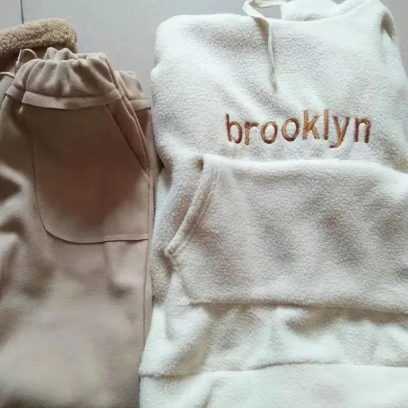 Laxsesu толстовки из овечьей шерсти костюм плюшевые теплые спортивные штаны зимняя